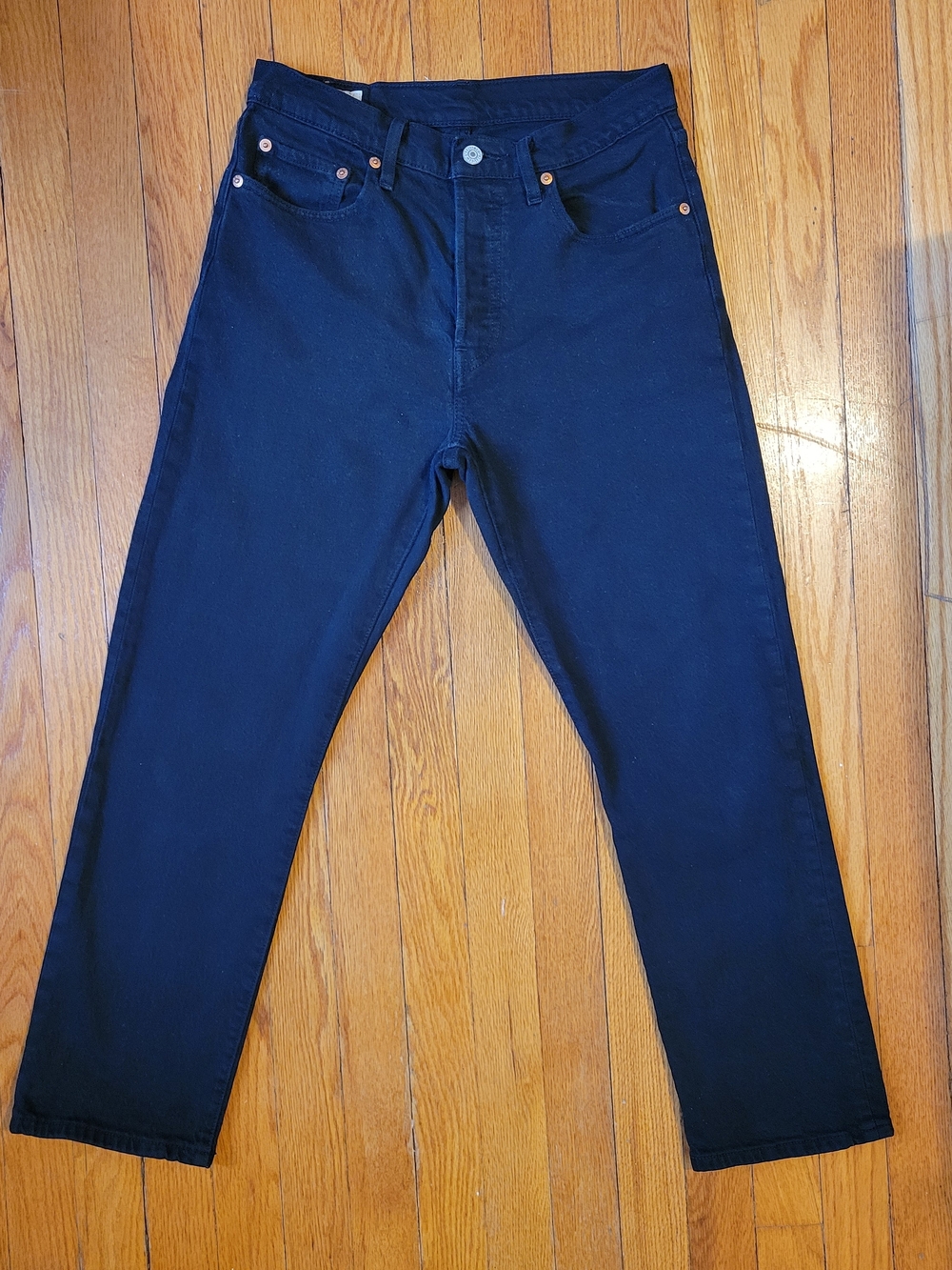 Levi’s 501 Cropped Black Jeans Women’s High Rise Straight Leg 25” Inseam